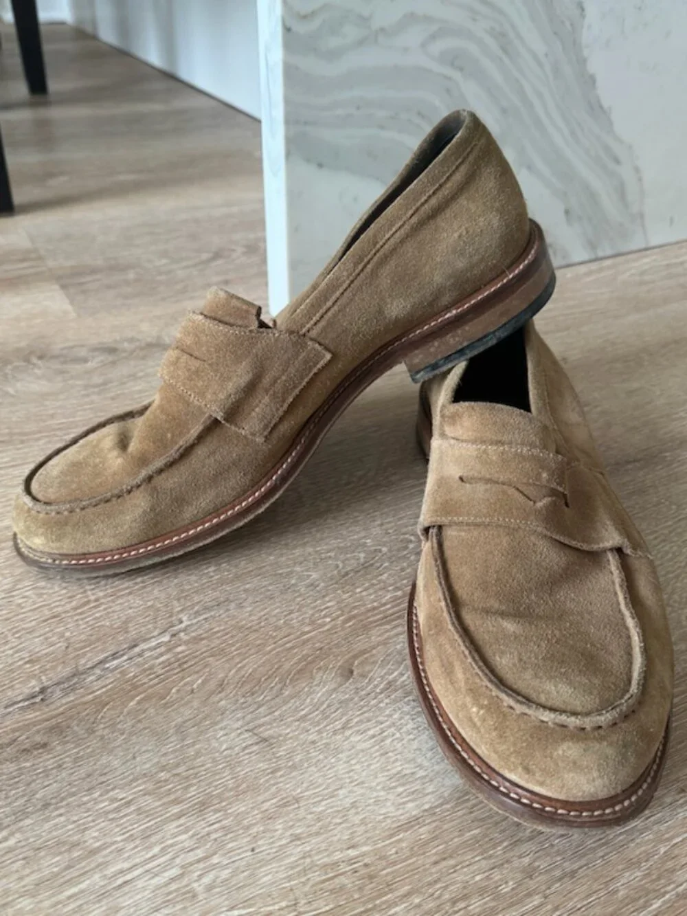 Ankari + Floruss Light Brown Suede Loafers in Size 10